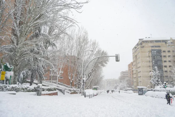 Neve Inverno Ruas Cobertas Com Cobertor Branco Neve Que Cobre — Fotografia de Stock