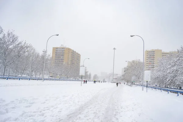 stock image Snow. Winter. Streets covered in a white blanket of snow that covers all the elements that are on the street. Cold concept. Winter concept. Winter 2022. Photography.