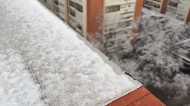 艾略特冰冻的艾略特风暴Glida Tormenta Elliot 白雪冬天 街道上覆盖着覆盖着街道上所有元素的白色雪毯 冷的概念 冬天的概念美国 — 图库视频影像