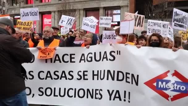 Маніфестація Демонстрація Плаза Кальяо Пуерта Дель Сол Мадриді Прапор Тих — стокове відео