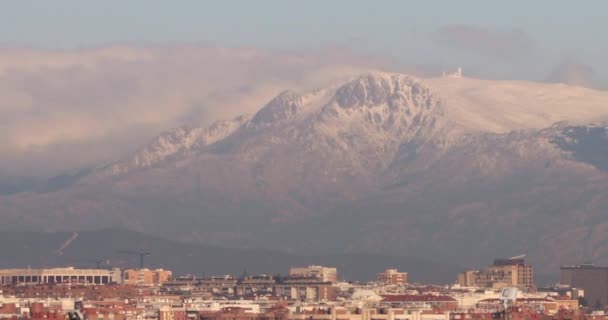 Сніг Мадрид Сьєрра Гвадарама Біла Гора Повна Білого Снігу Зимова — стокове відео
