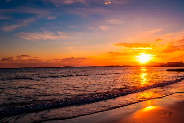 stock image Sunset. Sunrise. Sunset on the shore of the beach with the sea calm and soft waves. Tranquility concept.