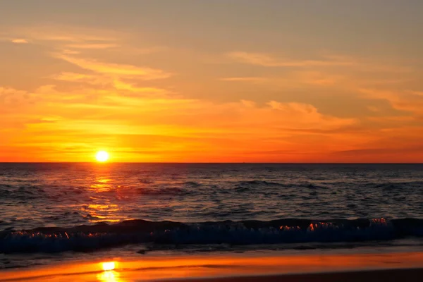 Sunset Sunrise Sunset Shore Beach Sea Calm Soft Waves Tranquility — Stock Photo, Image
