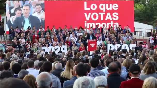 ペドロ サンチェス ペレス カステジョン スペイン政府の大統領 ペドロ スネズ スペイン社会主義労働者グループ Psoe の活動家 — ストック動画