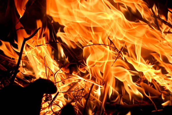 Огонь Реалистичное Пламя Огня Дымом Голубым Огнем Прозрачными Блестками Темном — стоковое фото