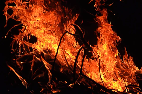 Огонь Реалистичное Пламя Огня Дымом Голубым Огнем Прозрачными Блестками Темном — стоковое фото