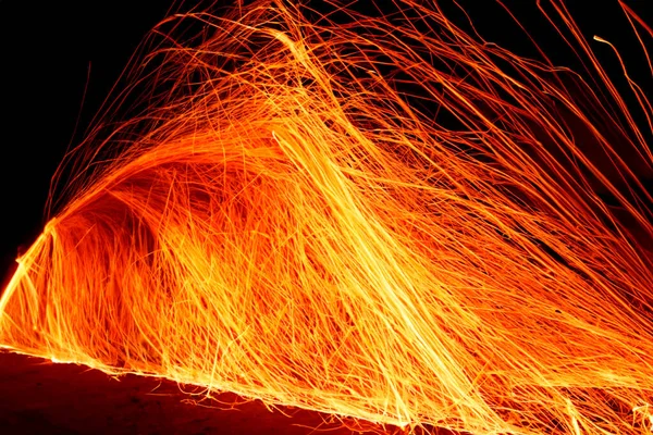 Tűz Reális Tűz Láng Füst Kék Tűz Átlátszó Szikrák Sötét — Stock Fotó