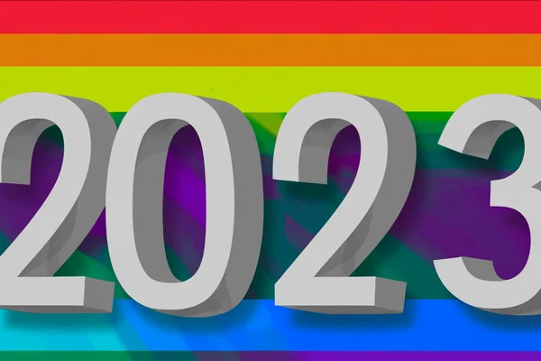 2023年のプライドデー Lgbtの旗 Lgbtのプライドフラグや虹のプライドフラグは レズビアン バイセクシャル トランスジェンダーのLgbt組織のフラグが含まれています 3Dイラスト 国際Lgbtプライドデー — ストック写真