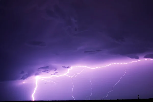 stock image Ray. Lightning. Electric storm. Strong electrical storm with a multitude of lightning and thunder. Lightning storm over fields of Spain. Photography of lightning.