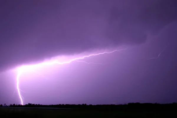 stock image Ray. Lightning. Electric storm. Strong electrical storm with a multitude of lightning and thunder. Lightning storm over fields of Spain. Photography of lightning.