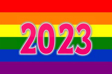 Gurur 2023. LGBT gurur bayrağı, lezbiyen, gey, biseksüel ve transgender LGBT örgütlerinin bayrağını içerir. İllüzyon. 2023. Gurur.