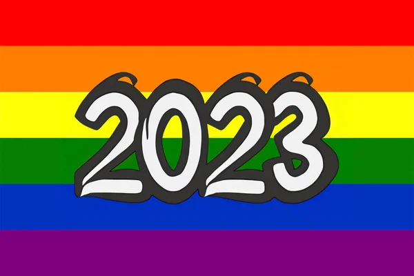 대한민국의 제2023 Lgbt 프라이드 플래그 무지개 플래그는 레즈비언 양성애자 트랜스젠더 — 스톡 사진