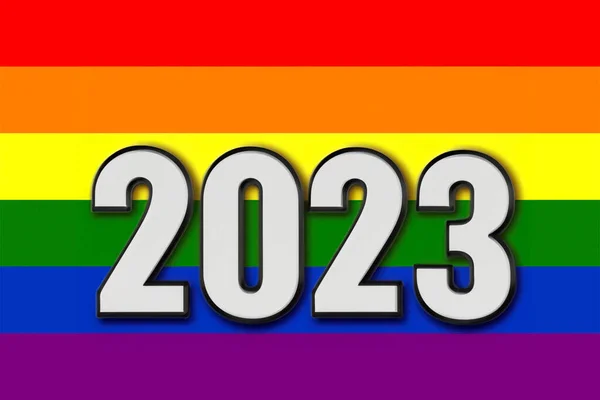 Pride 2023 Lgbt Pride Flag Rainbow Pride Flag Includes Flag — Stock Photo, Image