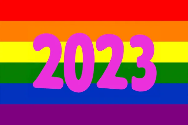 2023 Рік Прапор Гордості Лгбт Або Прапор Веселки Включає Себе — стокове фото
