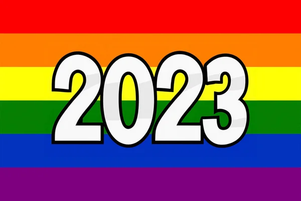 2023年 Lgbtのプライドフラグや虹のプライドフラグは レズビアン バイセクシャル トランスジェンダーのLgbt組織のフラグが含まれています イラスト 2023年 プライド — ストック写真