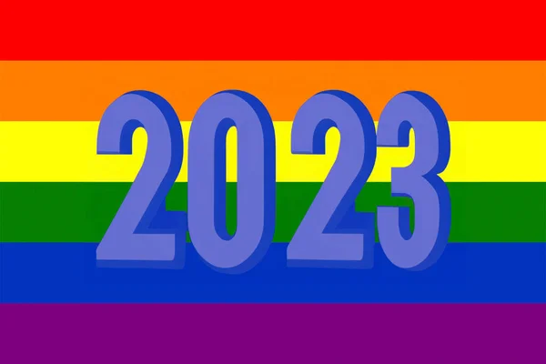 2023年 Lgbtのプライドフラグや虹のプライドフラグは レズビアン バイセクシャル トランスジェンダーのLgbt組織のフラグが含まれています イラスト 2023年 プライド — ストック写真