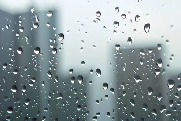 Rain Raindrops Window Rainy Day Blue Tone Drops Water Glass — Stock Photo, Image