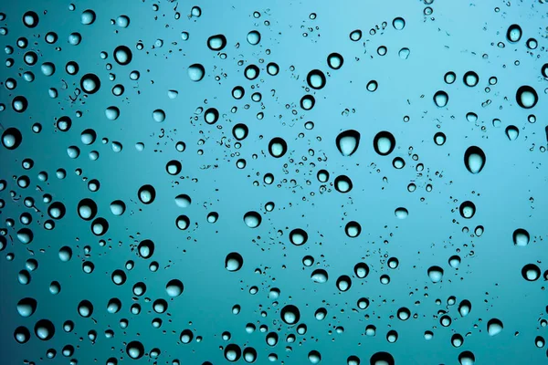 Rain Raindrops Window Rainy Day Blue Tone Drops Water Glass Stock Photo