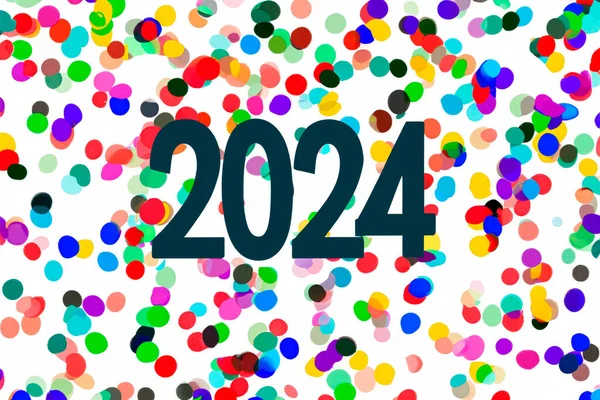 2024 Ano Novo 2024 Números Num Fundo Confete Design Horizontal — Fotografia de Stock