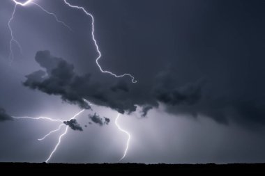 Ben Ray. Şimşek fırtınası. Şimşek fırtınası. Çatal yıldırım çarpması. Gece gökyüzünde şimşek fırtınası çakıyor. Konu hava durumu, afetler (kasırga, tayfun, kasırga, fırtına)).