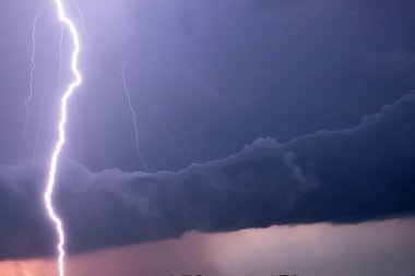 Ben Ray. Şimşek fırtınası. Şimşek fırtınası. Çatal yıldırım çarpması. Gece gökyüzünde şimşek fırtınası çakıyor. Konu hava durumu, afetler (kasırga, tayfun, kasırga, fırtına)).