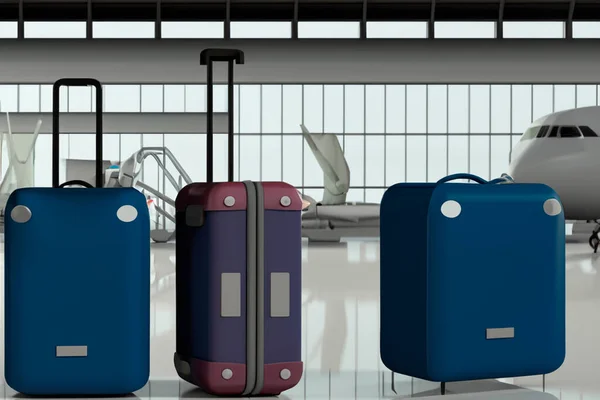 Suitcases Airport Travel Concept Rendering — Stock Photo, Image