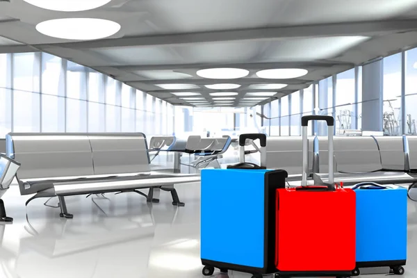机场的套房 旅行概念 3D渲染 — 图库照片