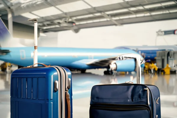 stock image Suitcases in airport. Travel concept. 3d rendering.