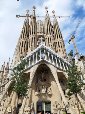 Sagrada Familia. Barcelona, İspanya 'daki Sagrada Familia Bazilikası. Gaudi..