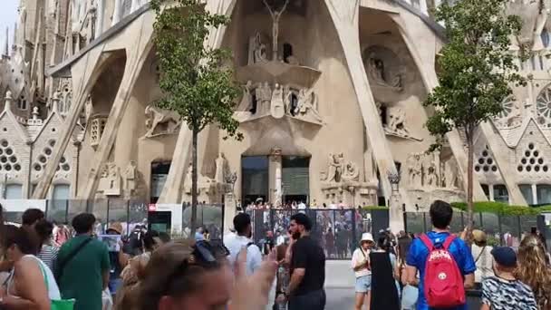 Σαγράδα Φαμίλια Βασιλική Της Sagrada Familia Στη Βαρκελώνη Ισπανία Γκαουντί — Αρχείο Βίντεο