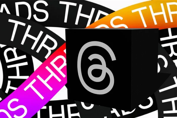 Нитки Мета Гілки Логотипу Дизайн Потоків Нової Соціальної Мережі Яка — стокове фото