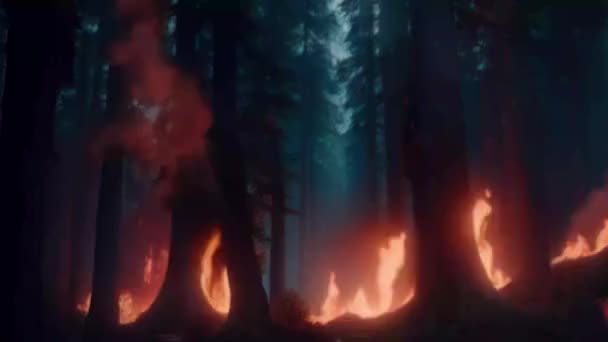 Лесной Пожар Острове Родос Родос Греция Идет Лесной Пожар Дикий — стоковое видео