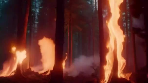 Pożar Lasu Wyspie Rodos Grecja Pożar Lasu Toku Dziki Ogień — Wideo stockowe