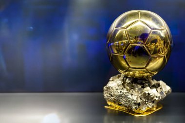 Ballon d'Or. Golden Ball. Award for the best soccer player during a season. Prize. Paris. FRANCE. 28 OCTOBER 2024. UEFA. Best. Player. Soccer. World. Ballon. Trophy. Win. Rodrigo Hernandez. Rodri. Aitana Bonmati