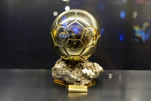 Ballon d'Or. Golden Ball. Award for the best soccer player during a season. Prize. Paris. FRANCE. 28 OCTOBER 2024. UEFA. Best. Player. Soccer. World. Ballon. Trophy. Win. Rodrigo Hernandez. Rodri. Aitana Bonmati