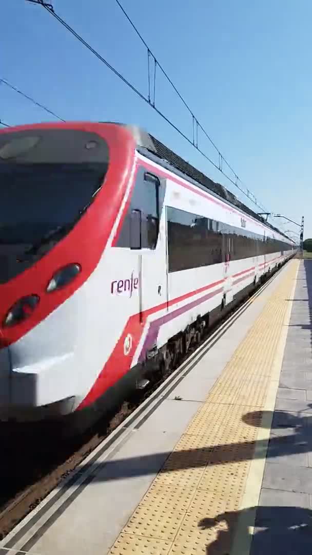 Τρένο Μαδρίτη Cercanias Τρένο Όπου Δύο Τρένα Μπορεί Δει Κανείς — Αρχείο Βίντεο