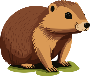 Köstebek. İllüzyon. Bir Dağ Sıçanı (Marmota Monax) kutsal bir çalılığın altında. Ön plandaki dağ sıçanına odaklan. Köstebek Günü. 2 Şubat. 2024.