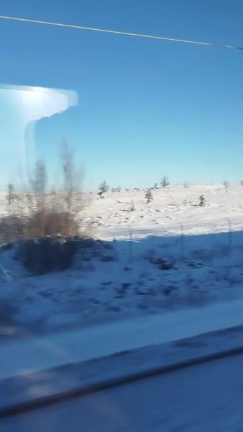 Snow Winter Landscape Covered White Blanket Snow Covering Mountains Roads — Stock Video
