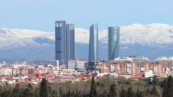 Sierra Guadarrama Madrid Şehrinden Görülen Dağ Sistemi Son Zamanlarda Karla — Stok video