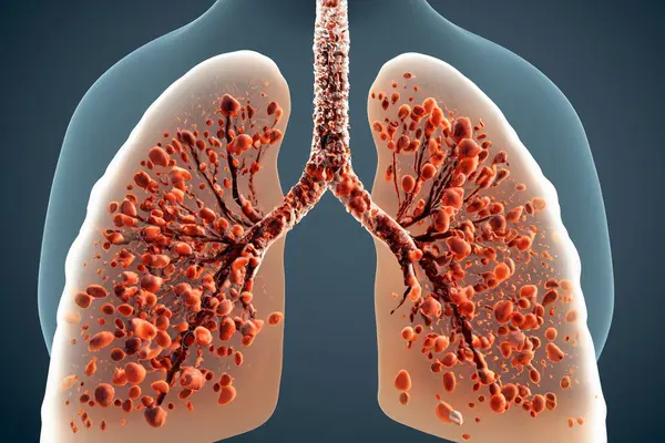 stock image Lungs. Pertussis. Whooping cough. Bordetella pertussis. Lungs with bacteria. Design of lungs with bacteria inside the lungs representing a lung disease.