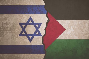 Filistin ve İsrail çatışması. İsrail Filistin 'e karşı (Savaş krizi, politik çatışma). Çatlamış beton arka plan. İsrail Hamas 'a karşı. Mermiler. Satranç taşları