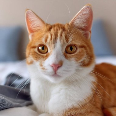 Kedi. Kameraya bakan sevimli bir kedi. Kediyi kapat. Evdeki yatakta oturan sevimli kedi. Seçici odaklanma. Bir araştırmanın geçmişi. Yataktaki kedi. Karton kutunun üzerindeki kedi. Kedi yerde yatıyor. Kedi yalıyor.