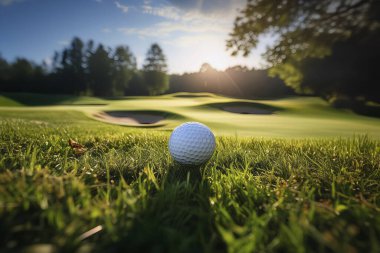 Golf mü? Olimpiyat Oyunları. Golf sopaları çantada keklik. Bir golfçünün eli golf topunu güneşli bir yere koyuyor. Fransa 'nın başkenti Paris' te düzenlenen 2024 Olimpiyatları için Olimpiyat Sporu. 