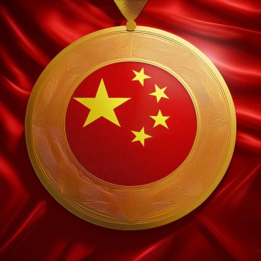 China winner. Win. Winner concept. China flag. Championship of the Olympic Games that are being held in the city of Paris, France. 2024. China on the podium. Gold medal. clipart