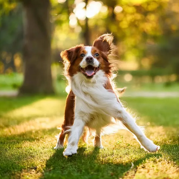 Köpek. Kameraya bakan sevimli bir köpek. Kapatın köpekleri. Parkta oynayan sevimli bir köpek. Seçici odaklanma. Bir araştırmanın geçmişi. Karton kutunun üzerindeki köpek. Köpek yerde yatıyor..