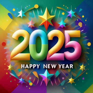 2025 yılı. Mutlu yıllar 2025. Parlak bir yeni yıl. 2025 balon. 2024 'ten 2025' e kadar tahta blok. Yeni bir yıla giriyoruz. Arkaplan tasarımı ve tebrikler. Havai fişeklerle tasarım.