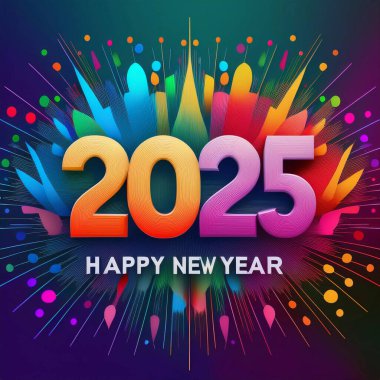 2025 yılı. Mutlu yıllar 2025. Parlak bir yeni yıl. 2025 balon. 2024 'ten 2025' e kadar tahta blok. Yeni bir yıla giriyoruz. Arkaplan tasarımı ve tebrikler. Havai fişeklerle tasarım.