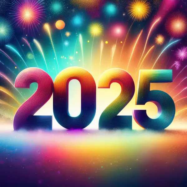 2025 yılı. Mutlu yıllar 2025. Parlak bir yeni yıl. 2025 balon. 2024 'ten 2025' e kadar tahta blok. Yeni bir yıla giriyoruz. Arkaplan tasarımı ve tebrikler. Havai fişeklerle tasarım.