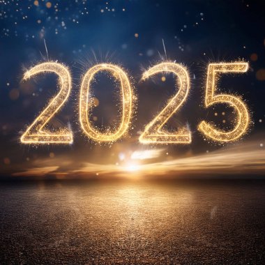 2025 yılı. Mutlu yıllar 2025. Parlak bir yeni yıl. 2025 balon. 2024 'ten 2025' e kadar tahta blok. Yeni bir yıla giriyoruz. Arkaplan tasarımı ve tebrikler. Havai fişeklerle tasarım.
