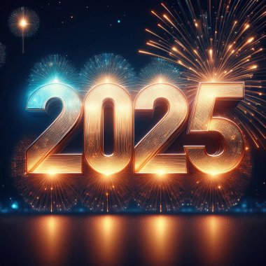 2025 yılı. Mutlu yıllar 2025. Parlak bir yeni yıl. 2025 balon. 2024 'ten 2025' e kadar tahta blok. Yeni bir yıla giriyoruz. Arkaplan tasarımı ve tebrikler. Havai fişeklerle tasarım.